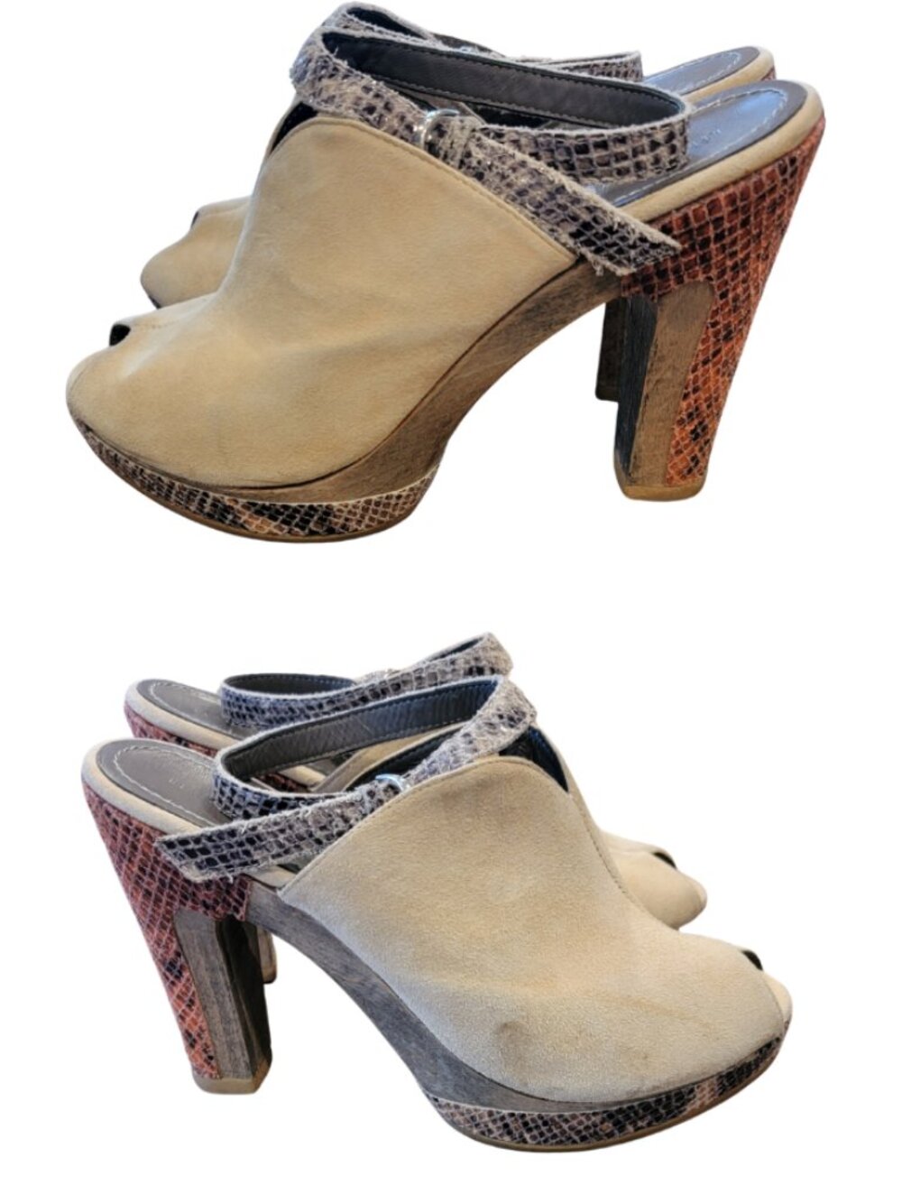 Vintage Rebecca Taylor  Suede Animal Print Slingback Pumps